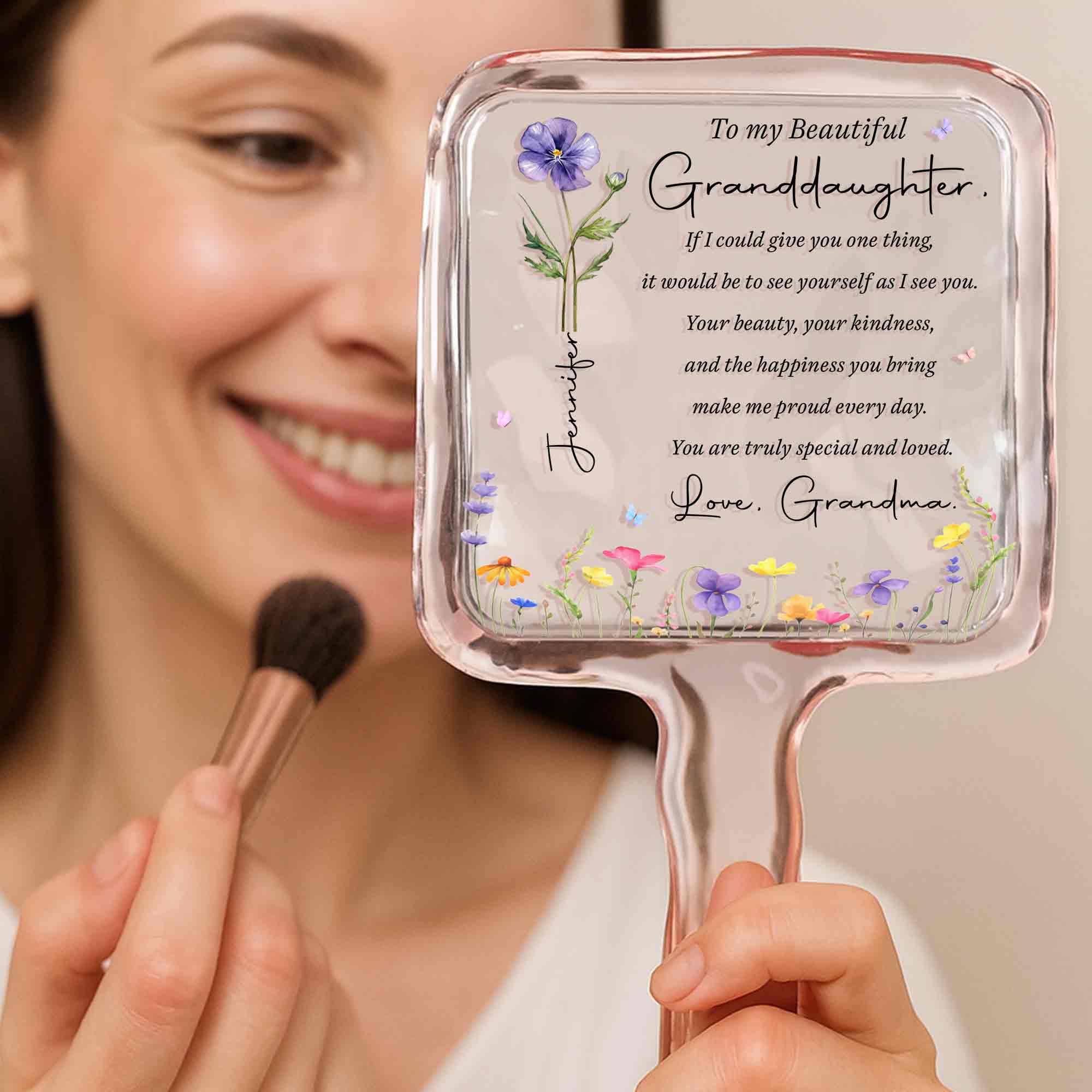 Personalized Handheld Mirror Custom Gift for Granddaughter Handheld Mirror GradoCreations