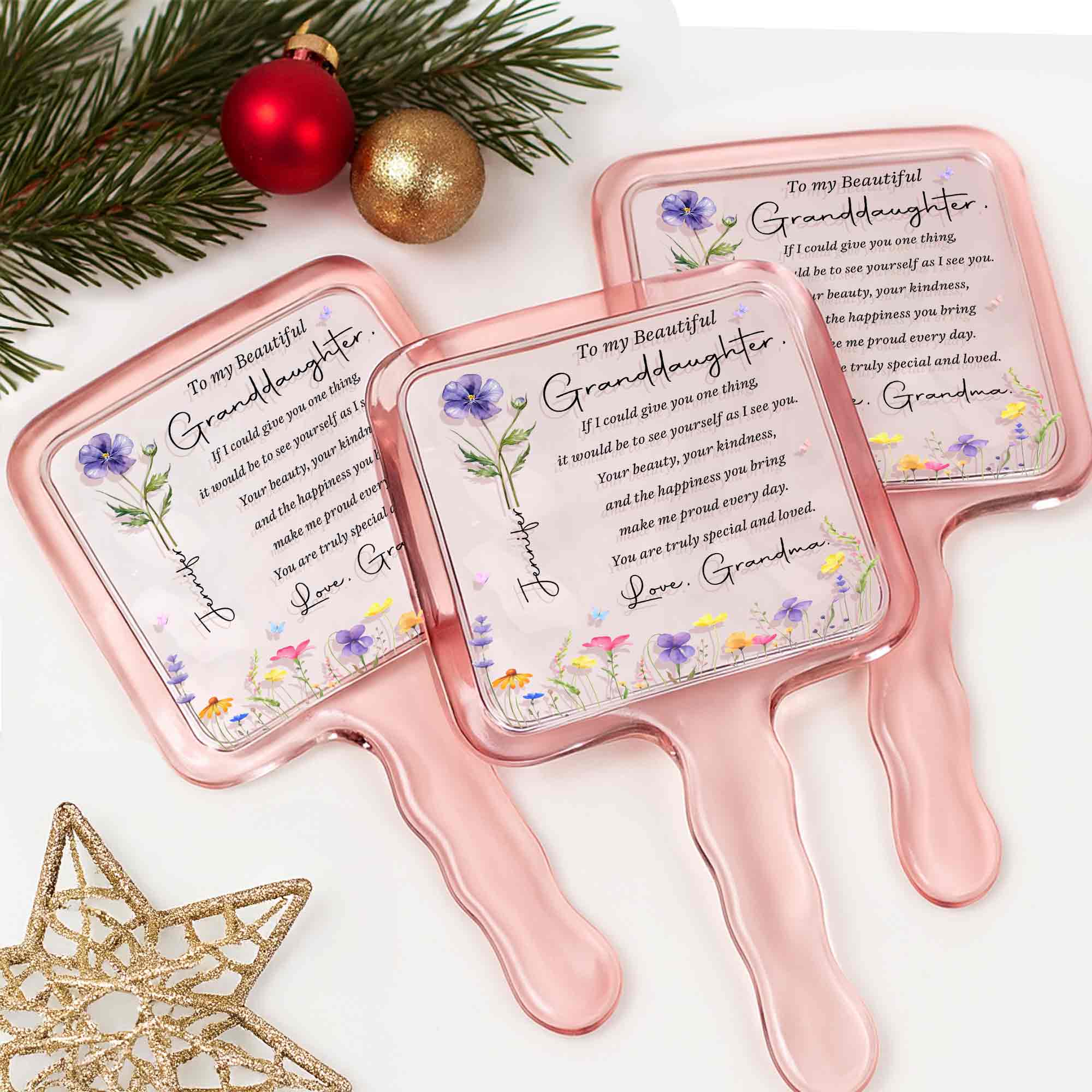 Personalized Handheld Mirror Custom Gift for Granddaughter Handheld Mirror GradoCreations