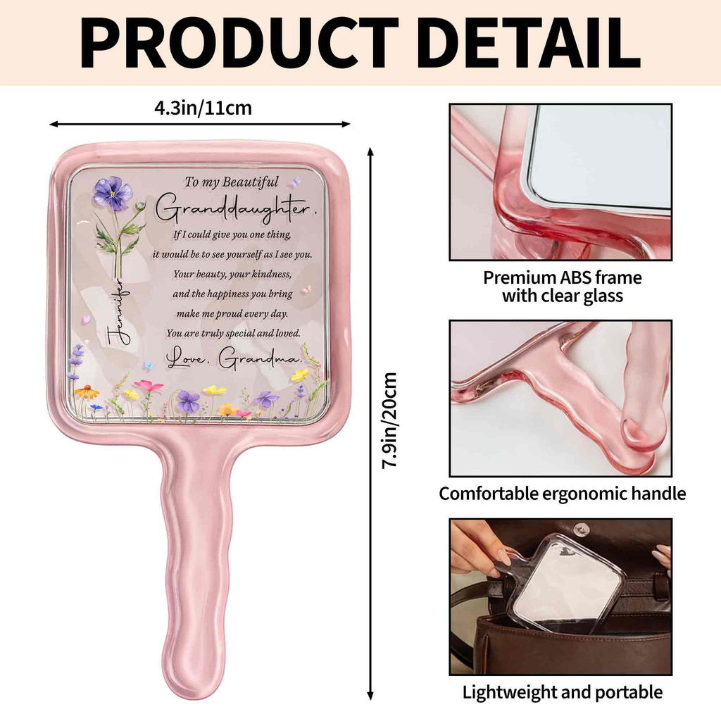 Personalized Handheld Mirror Custom Gift for Granddaughter Handheld Mirror GradoCreations