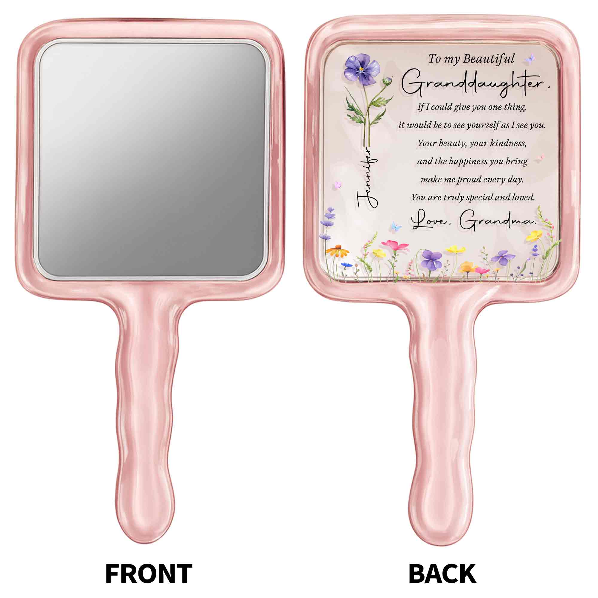 Personalized Handheld Mirror Custom Gift for Granddaughter Handheld Mirror GradoCreations