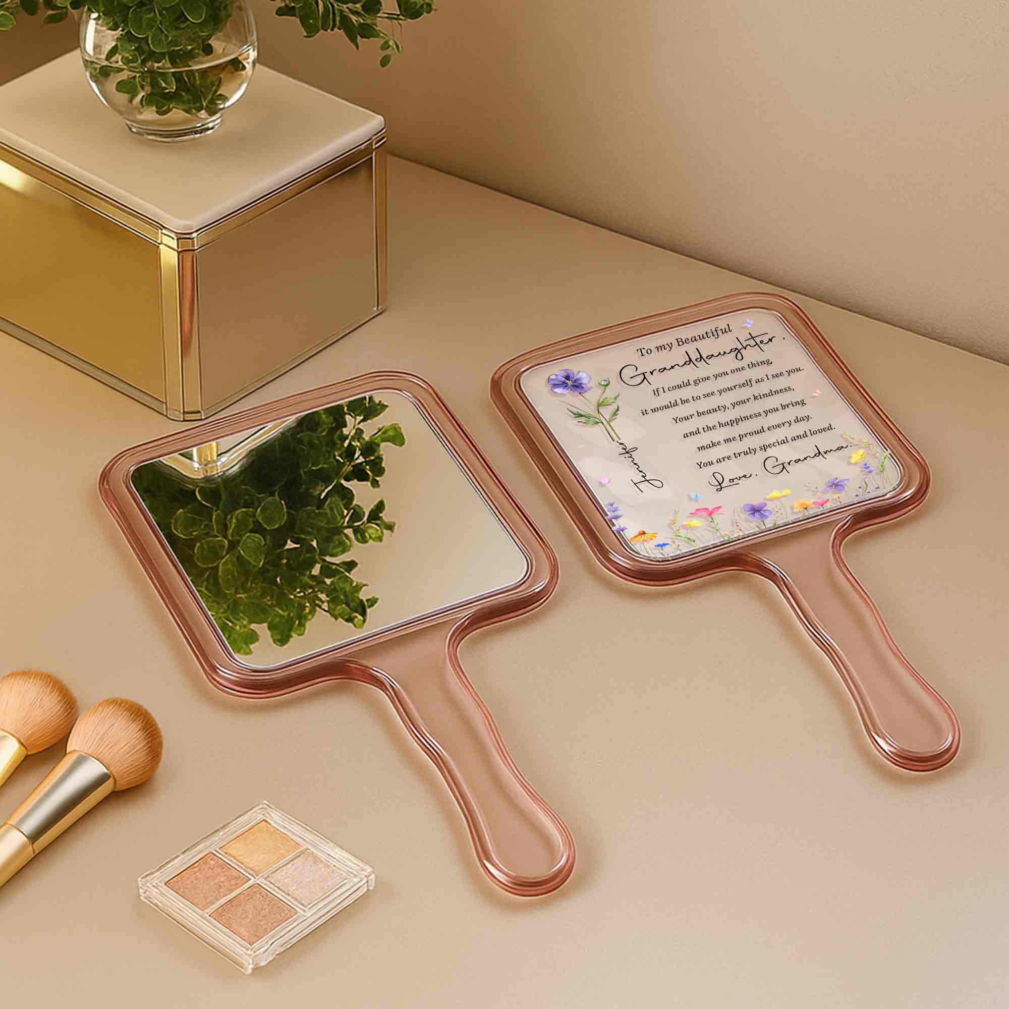 Personalized Handheld Mirror Custom Gift for Granddaughter Handheld Mirror GradoCreations