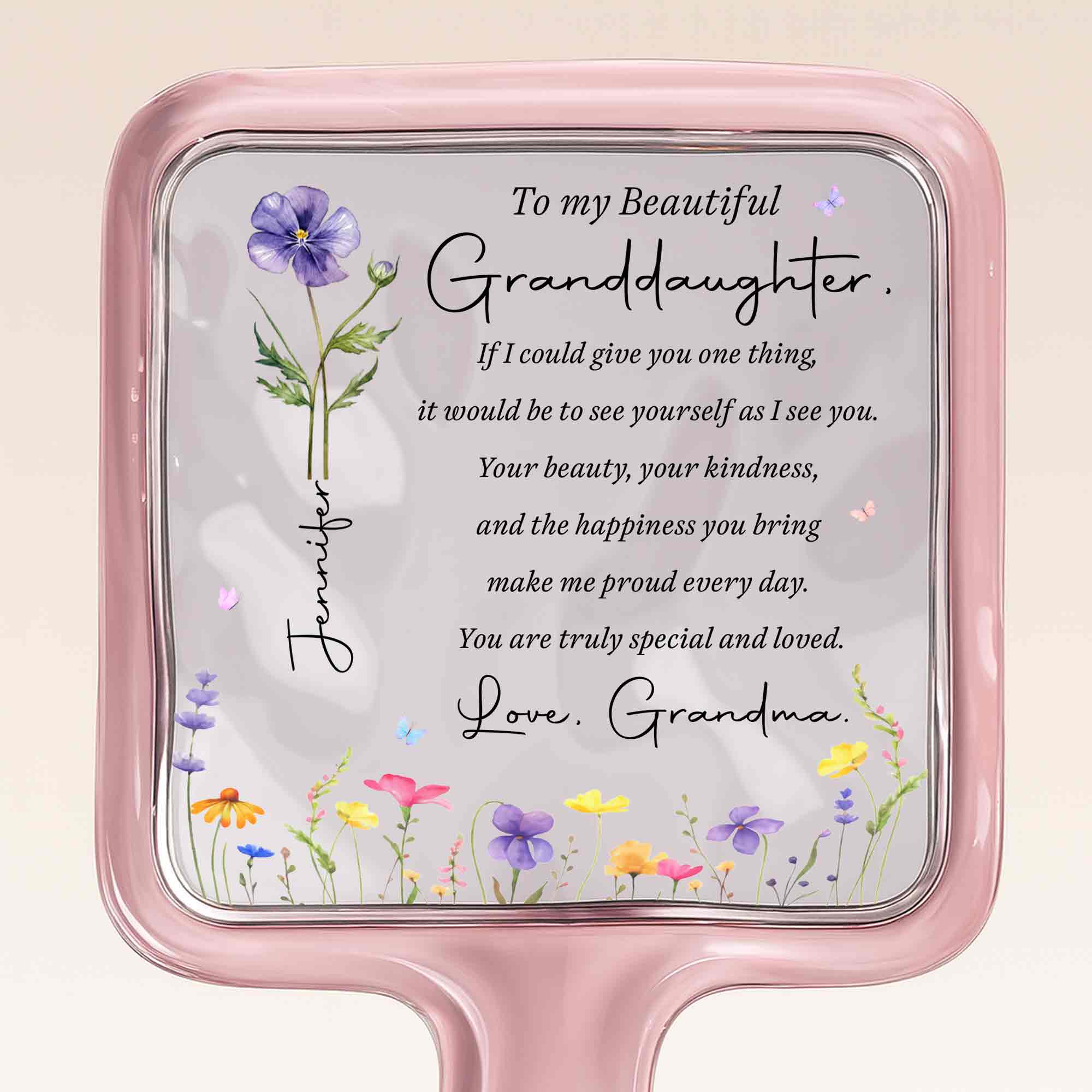Personalized Handheld Mirror Custom Gift for Granddaughter Handheld Mirror GradoCreations