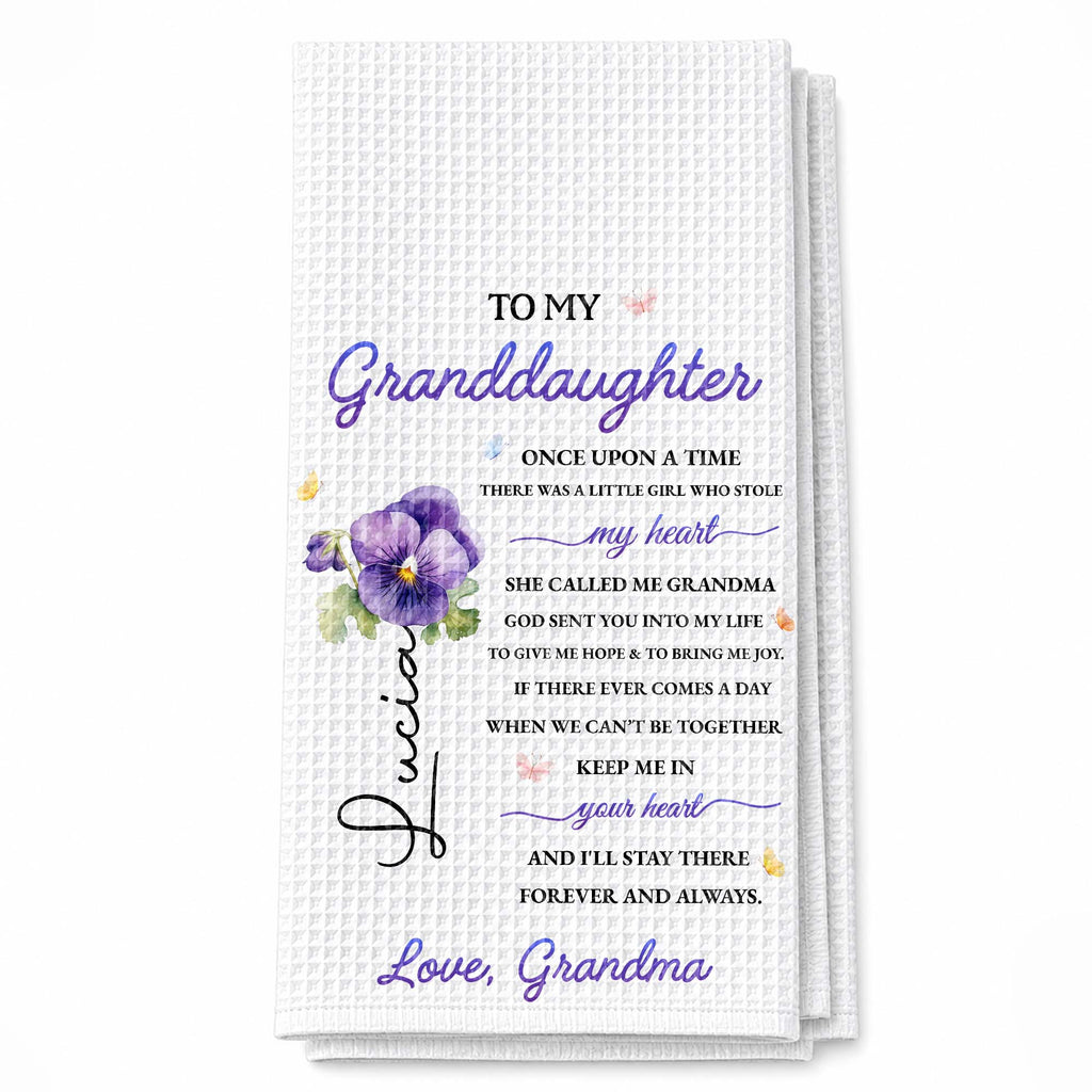 Personalized Kitchen Towel Custom Message for Granddaughter Kitchen Towel GradoCreations