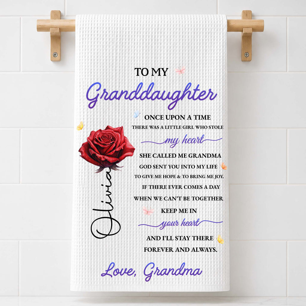 Personalized Kitchen Towel Custom Message for Granddaughter Kitchen Towel GradoCreations