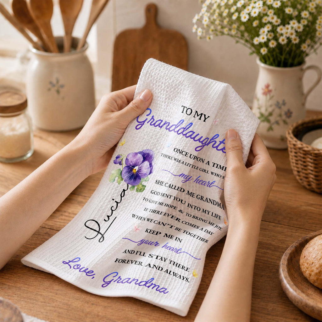 Personalized Kitchen Towel Custom Message for Granddaughter Kitchen Towel GradoCreations
