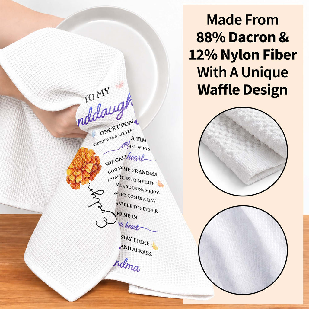 Personalized Kitchen Towel Custom Message for Granddaughter Kitchen Towel GradoCreations
