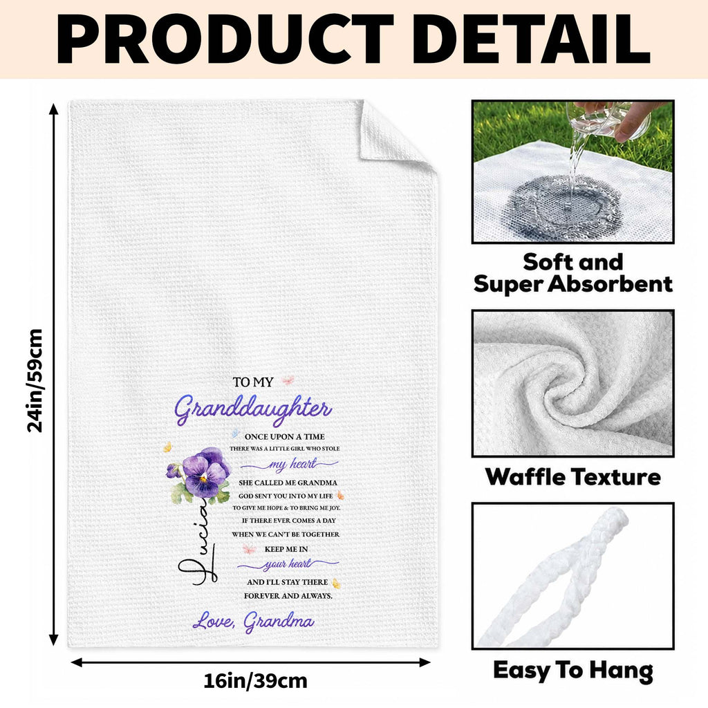 Personalized Kitchen Towel Custom Message for Granddaughter Kitchen Towel GradoCreations