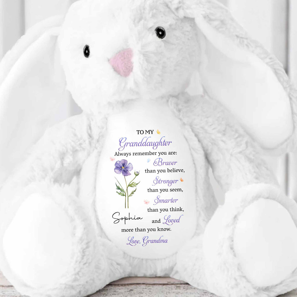 Personalized Stuffed Bunny Custom Name Gift for Granddaughter Stuffed Bunny GradoCreations