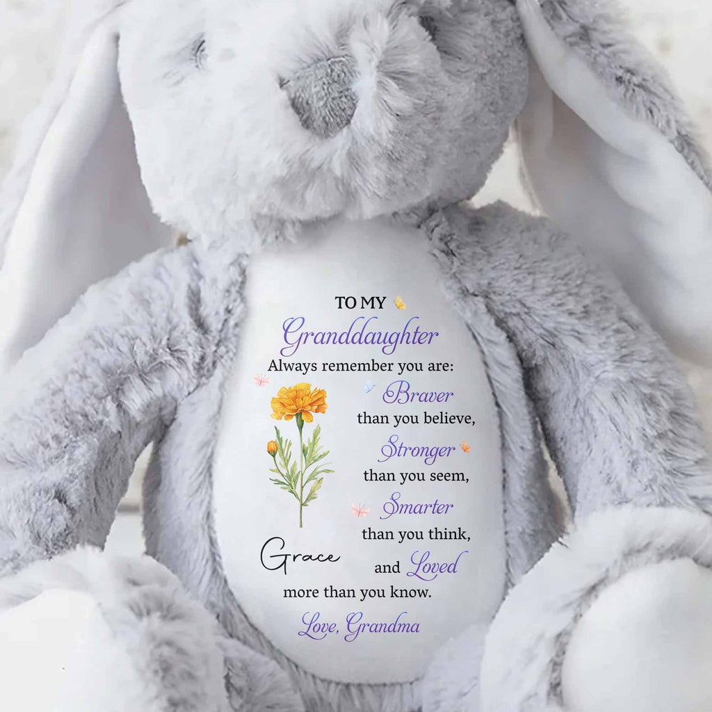 Personalized Stuffed Bunny Custom Name Gift for Granddaughter Stuffed Bunny GradoCreations