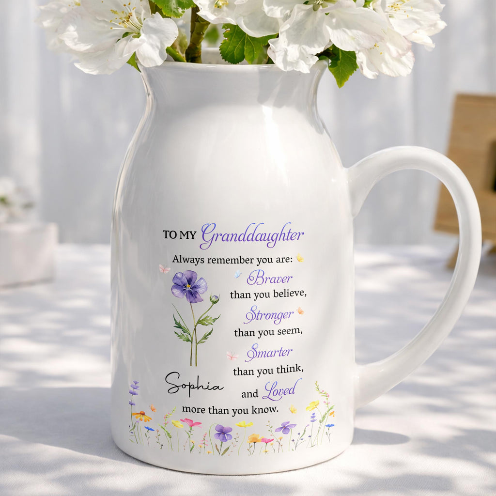 Personalized Ceramic Flower Vase Custom Gift for Granddaughter Flower Vase GradoCreations