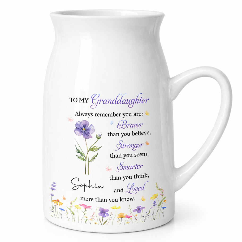 Personalized Ceramic Flower Vase Custom Gift for Granddaughter Flower Vase GradoCreations