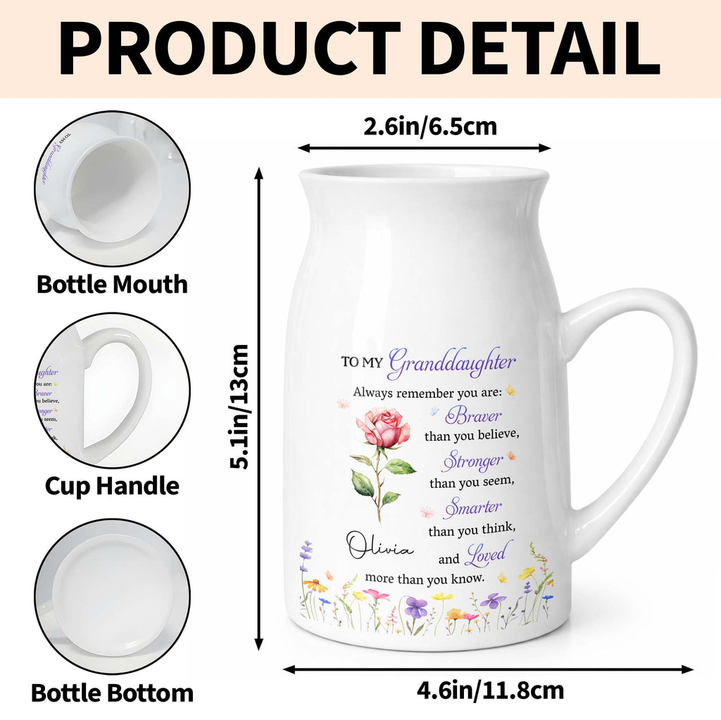 Personalized Ceramic Flower Vase Custom Gift for Granddaughter Flower Vase GradoCreations