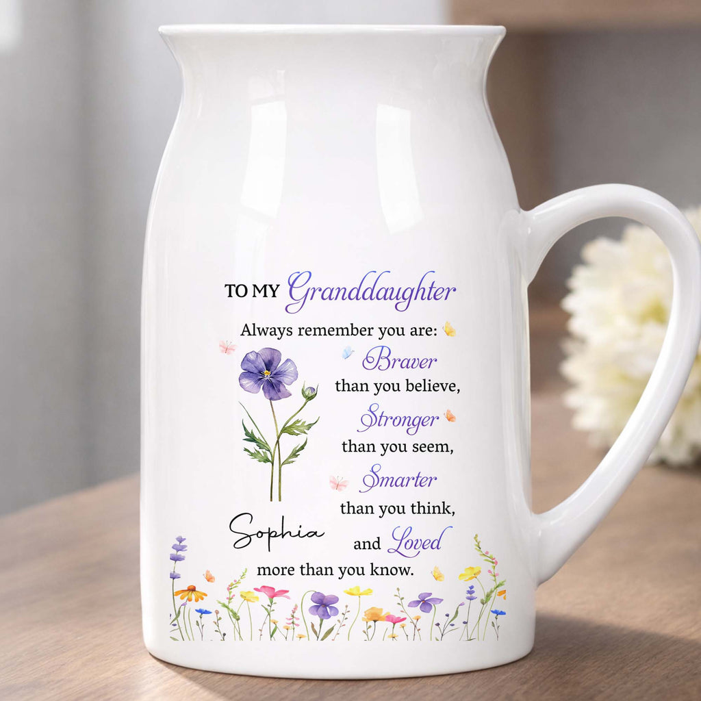 Personalized Ceramic Flower Vase Custom Gift for Granddaughter Flower Vase GradoCreations