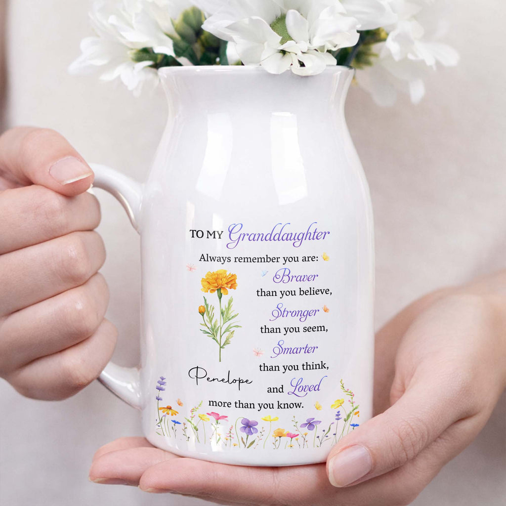 Personalized Ceramic Flower Vase Custom Gift for Granddaughter Flower Vase GradoCreations