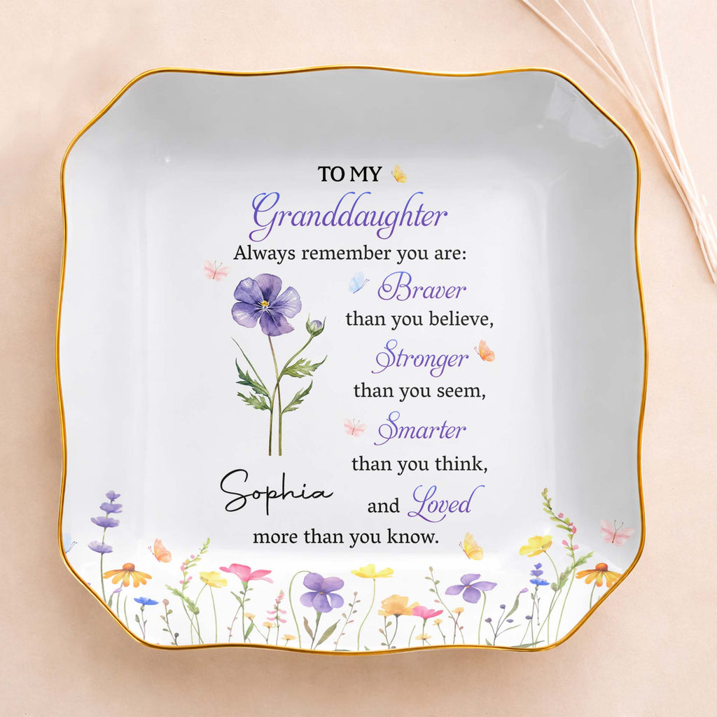 Personalized Lace Square Jewelry Dish for Granddaughter Gift Lace Square Jewelry Dish GradoCreations