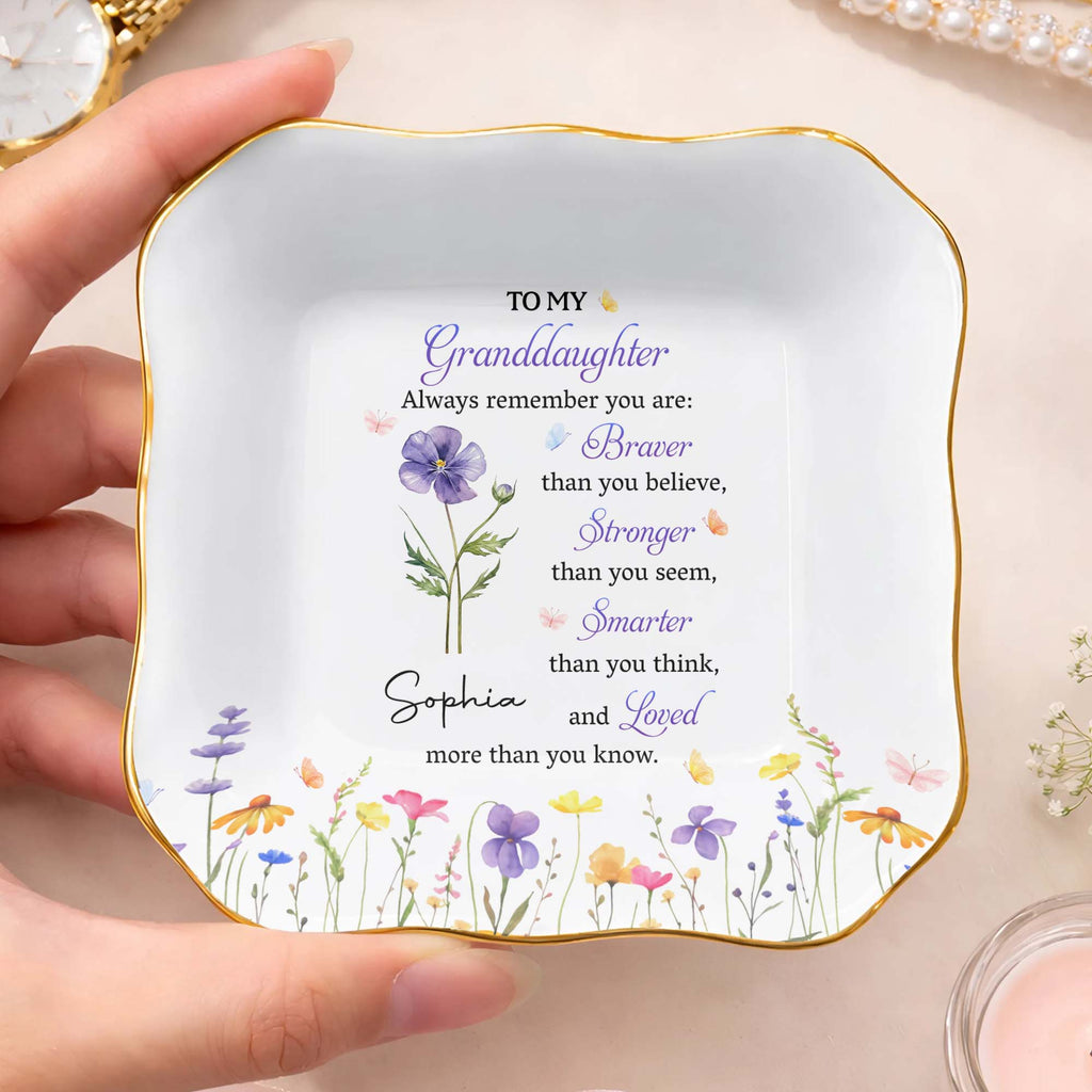 Personalized Lace Square Jewelry Dish for Granddaughter Gift Lace Square Jewelry Dish GradoCreations