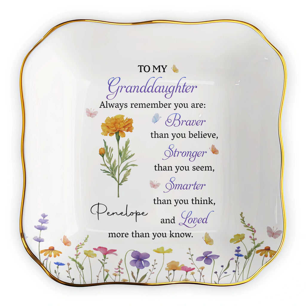 Personalized Lace Square Jewelry Dish for Granddaughter Gift Lace Square Jewelry Dish GradoCreations