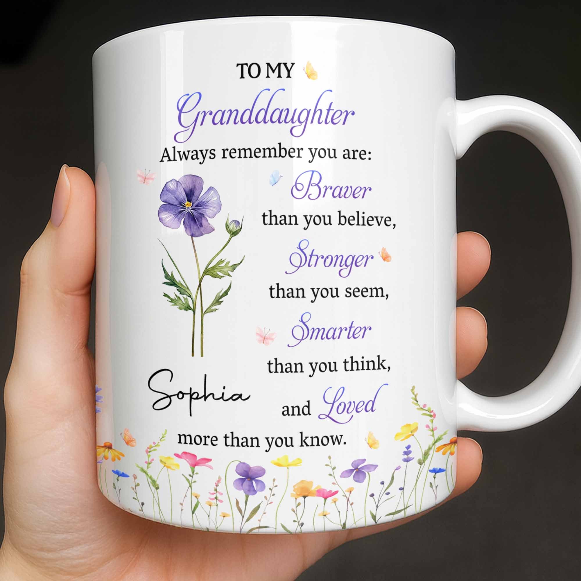 Personalized Coffee Mug for Granddaughter Custom Message Gift Edge-to-edge Mug GradoCreations
