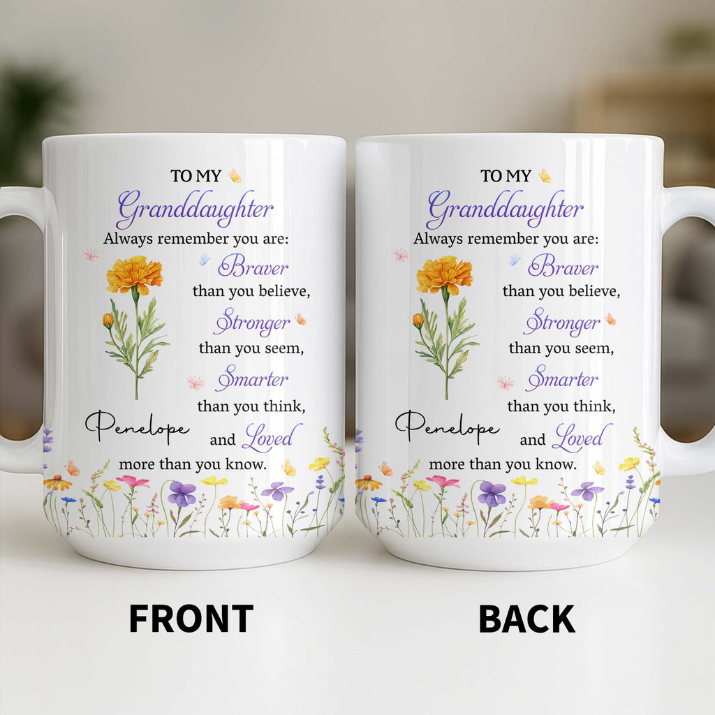 Personalized Coffee Mug for Granddaughter Custom Message Gift Edge-to-edge Mug GradoCreations