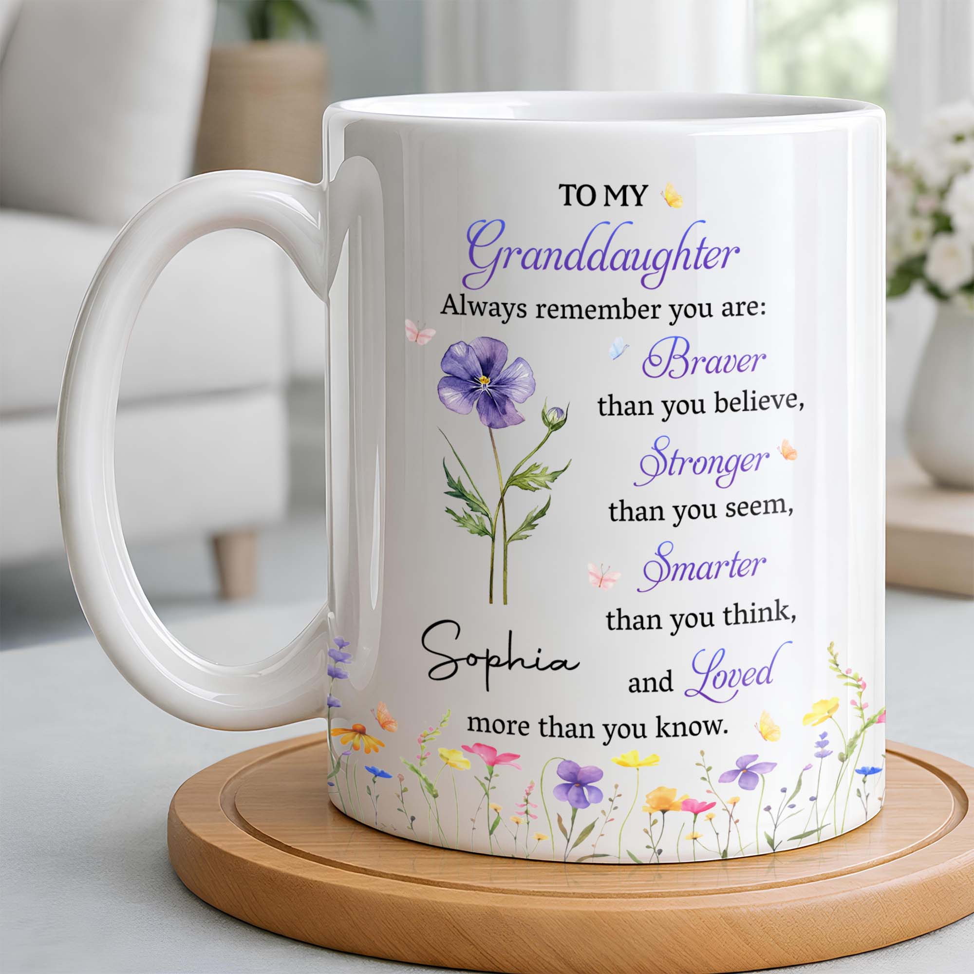 Personalized Coffee Mug for Granddaughter Custom Message Gift Edge-to-edge Mug GradoCreations
