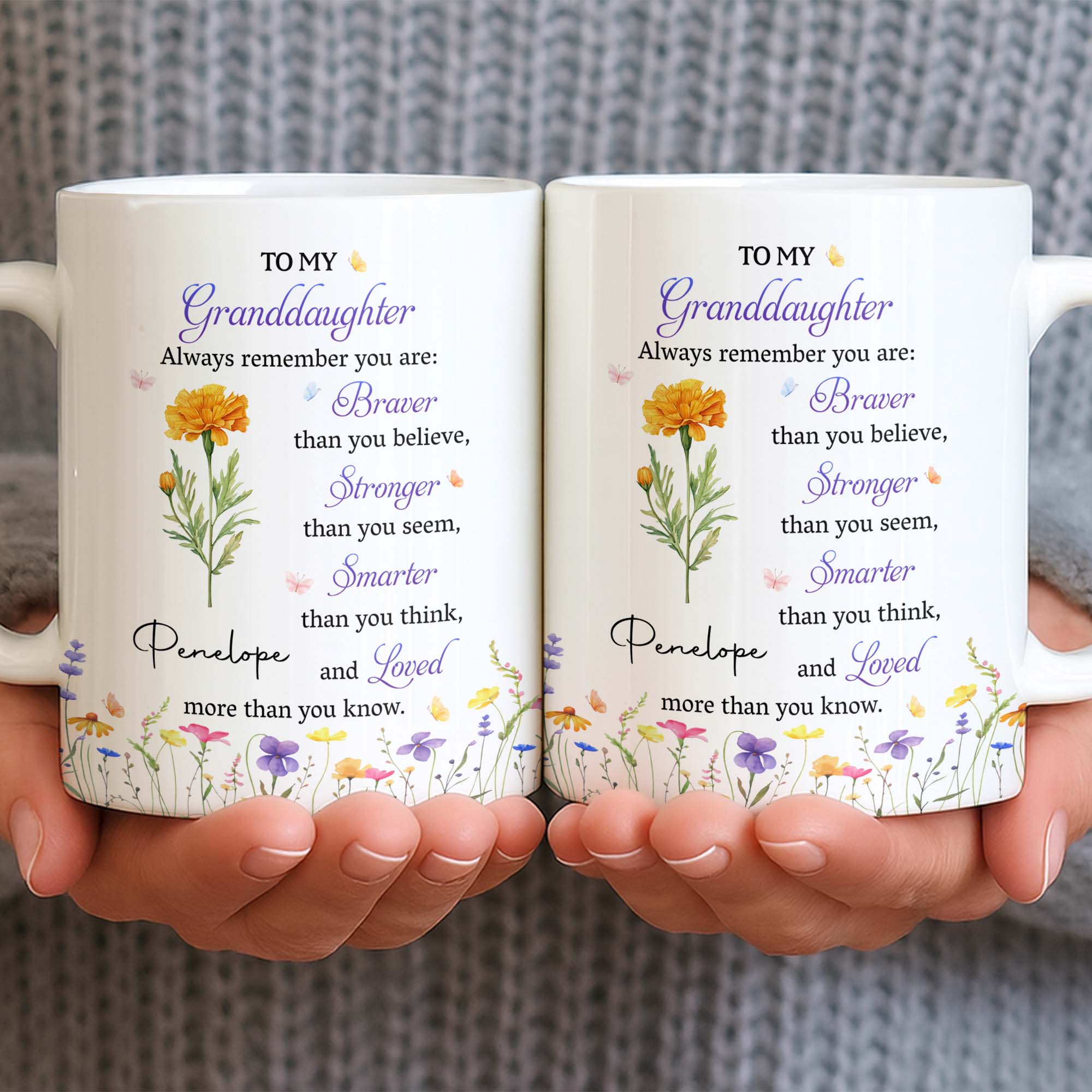 Personalized Coffee Mug for Granddaughter Custom Message Gift Edge-to-edge Mug GradoCreations