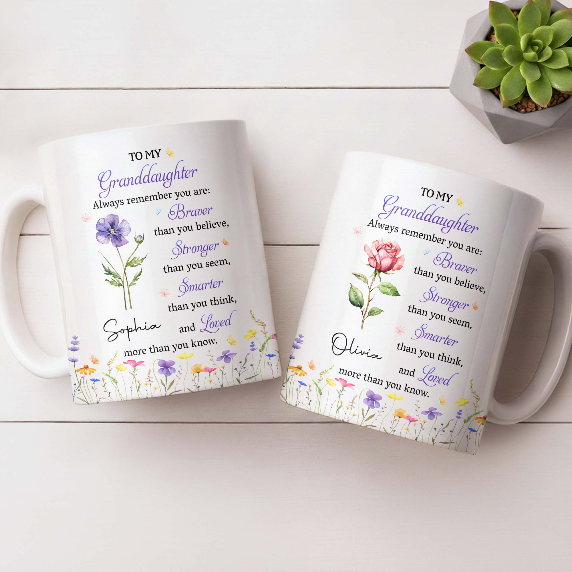 Personalized Coffee Mug for Granddaughter Custom Message Gift Edge-to-edge Mug GradoCreations