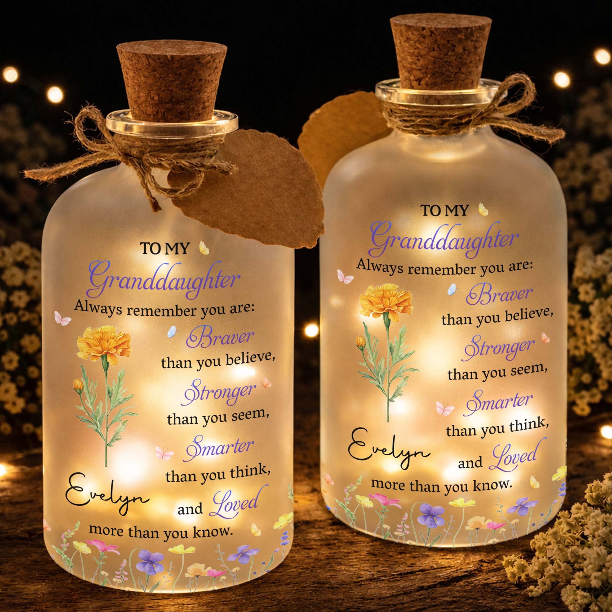 Personalized Short Bottle Light Custom Name Gift for Granddaughter Short Bottle Light GradoCreations
