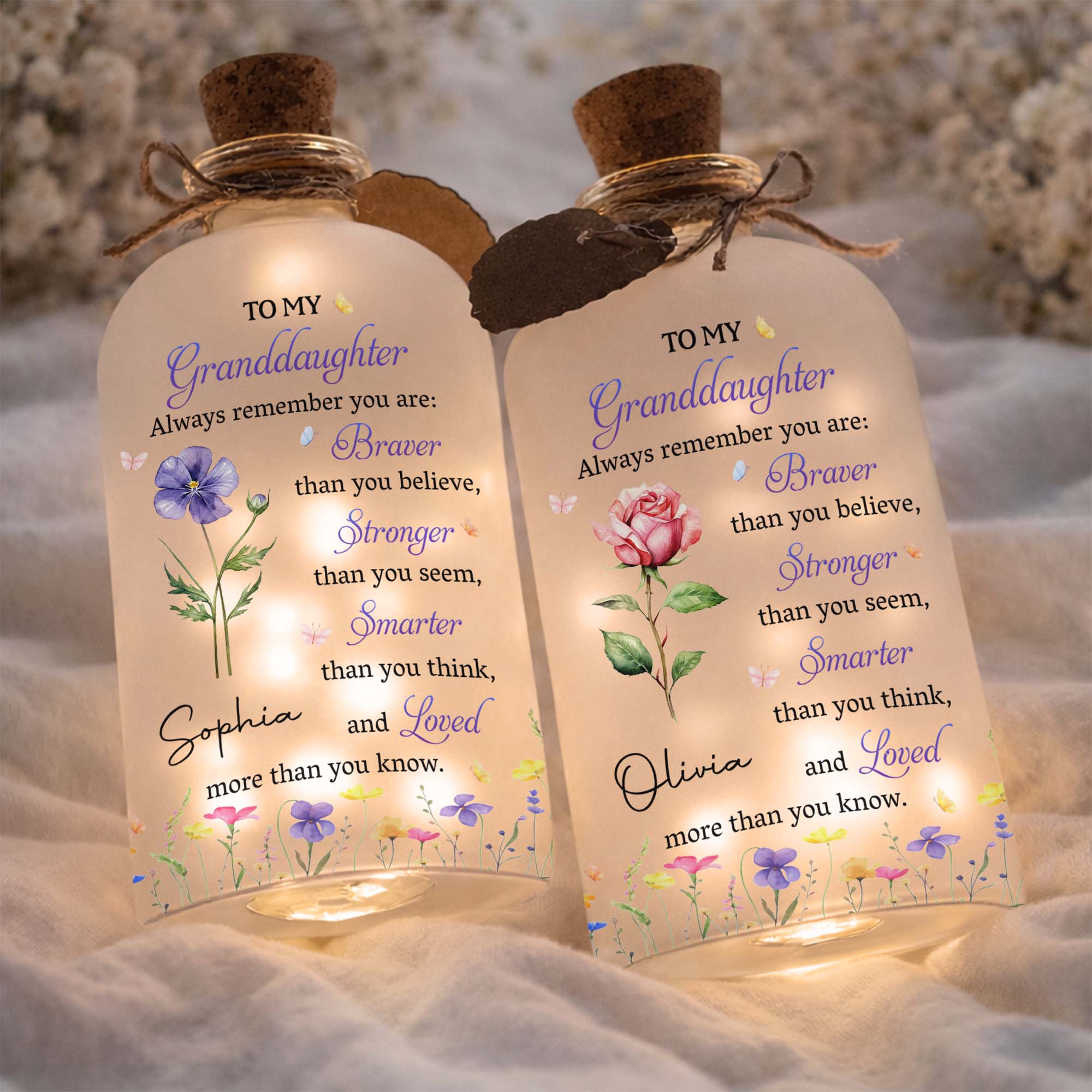 Personalized Short Bottle Light Custom Name Gift for Granddaughter Short Bottle Light GradoCreations