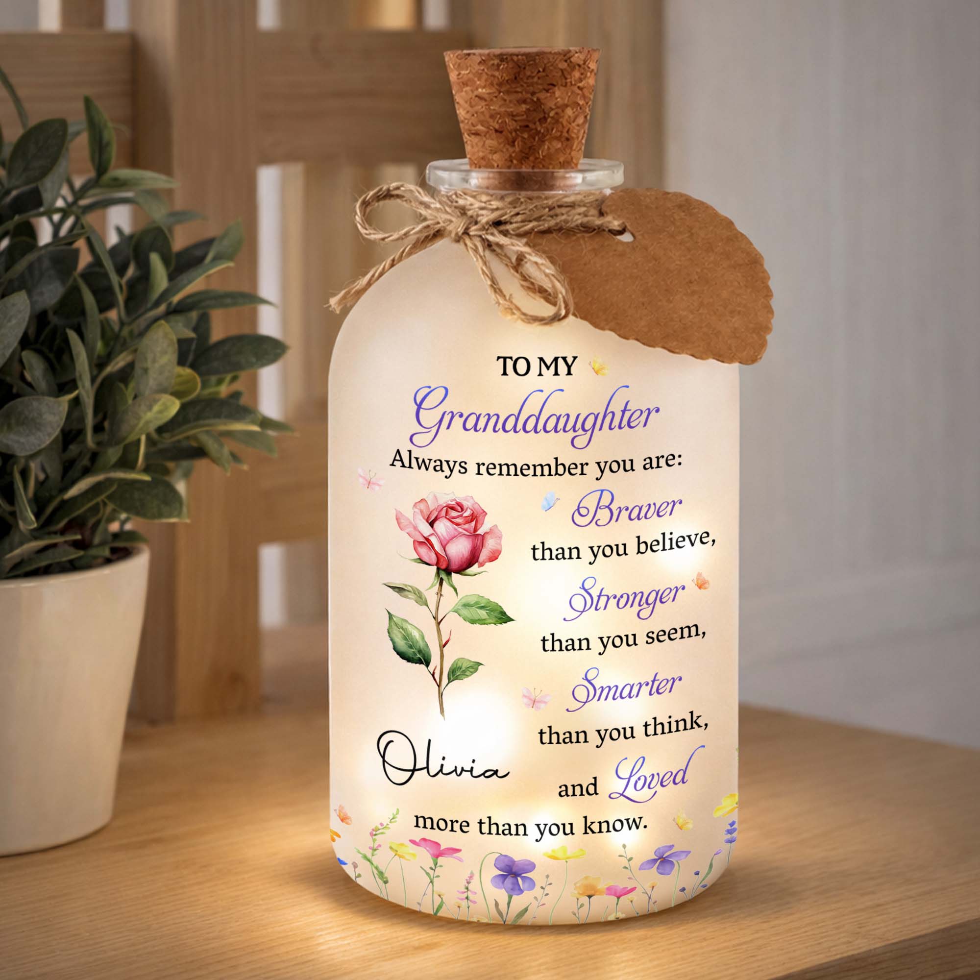 Personalized Short Bottle Light Custom Name Gift for Granddaughter Short Bottle Light GradoCreations