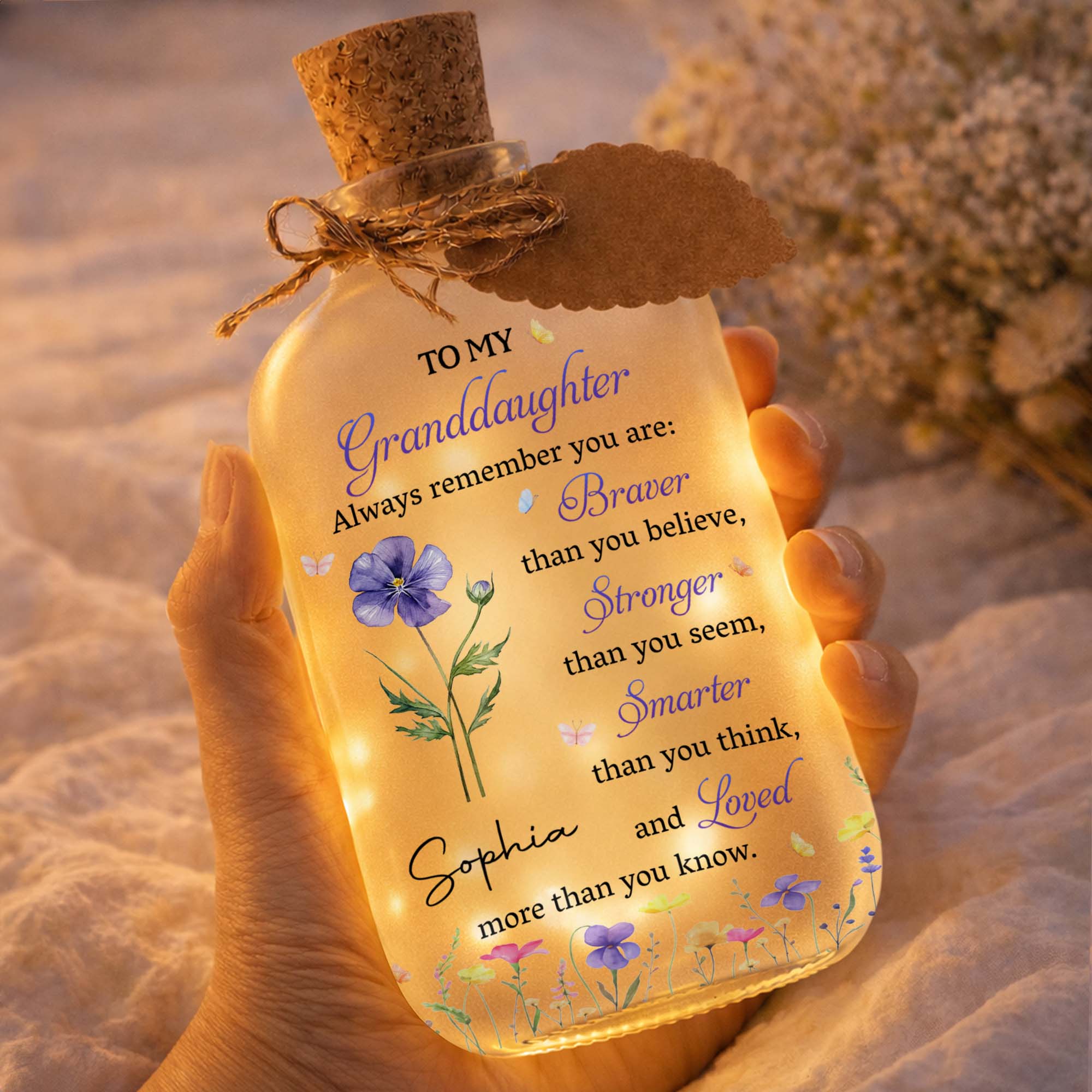 Personalized Short Bottle Light Custom Name Gift for Granddaughter Short Bottle Light GradoCreations