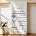 Personalized Kitchen Towel Gift for Granddaughter with Flower Design Kitchen Towel GradoCreations
