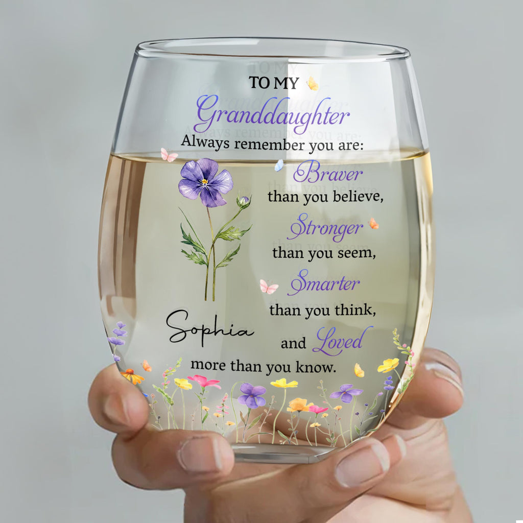 Personalized Stemless Wine Glass Gift for Granddaughter Wine Glasses GradoCreations