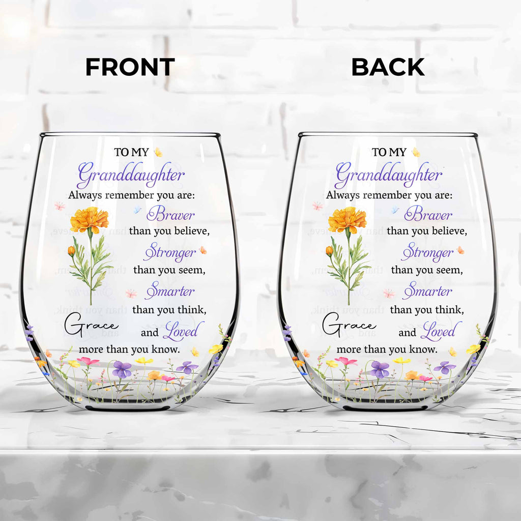 Personalized Stemless Wine Glass Gift for Granddaughter Wine Glasses GradoCreations