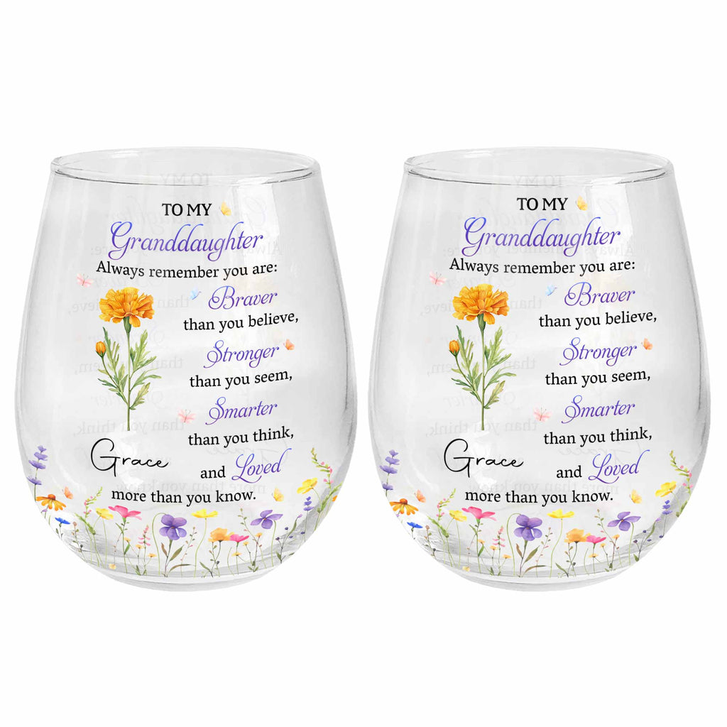 Personalized Stemless Wine Glass Gift for Granddaughter Wine Glasses GradoCreations