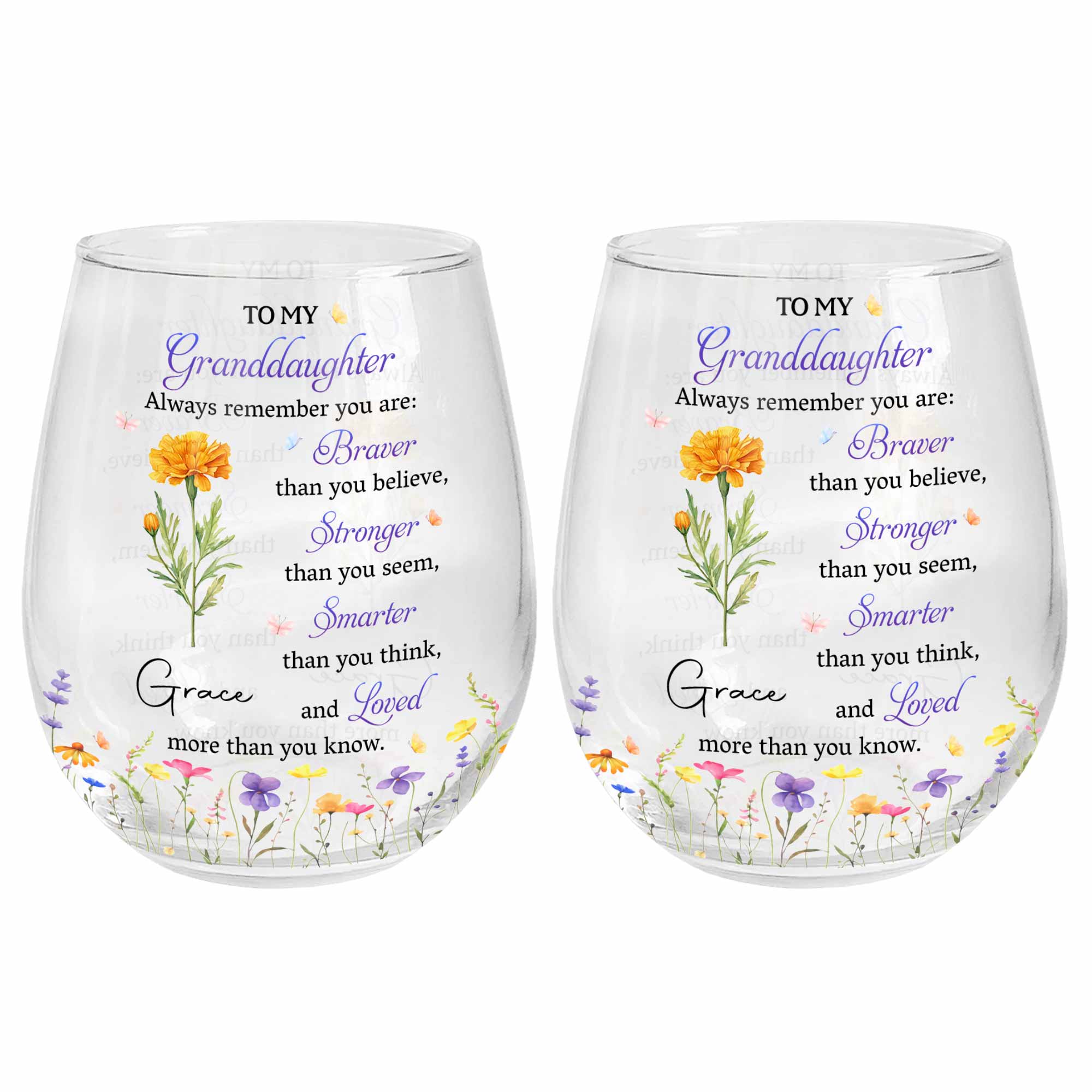 Personalized Stemless Wine Glass Gift for Granddaughter Wine Glasses GradoCreations