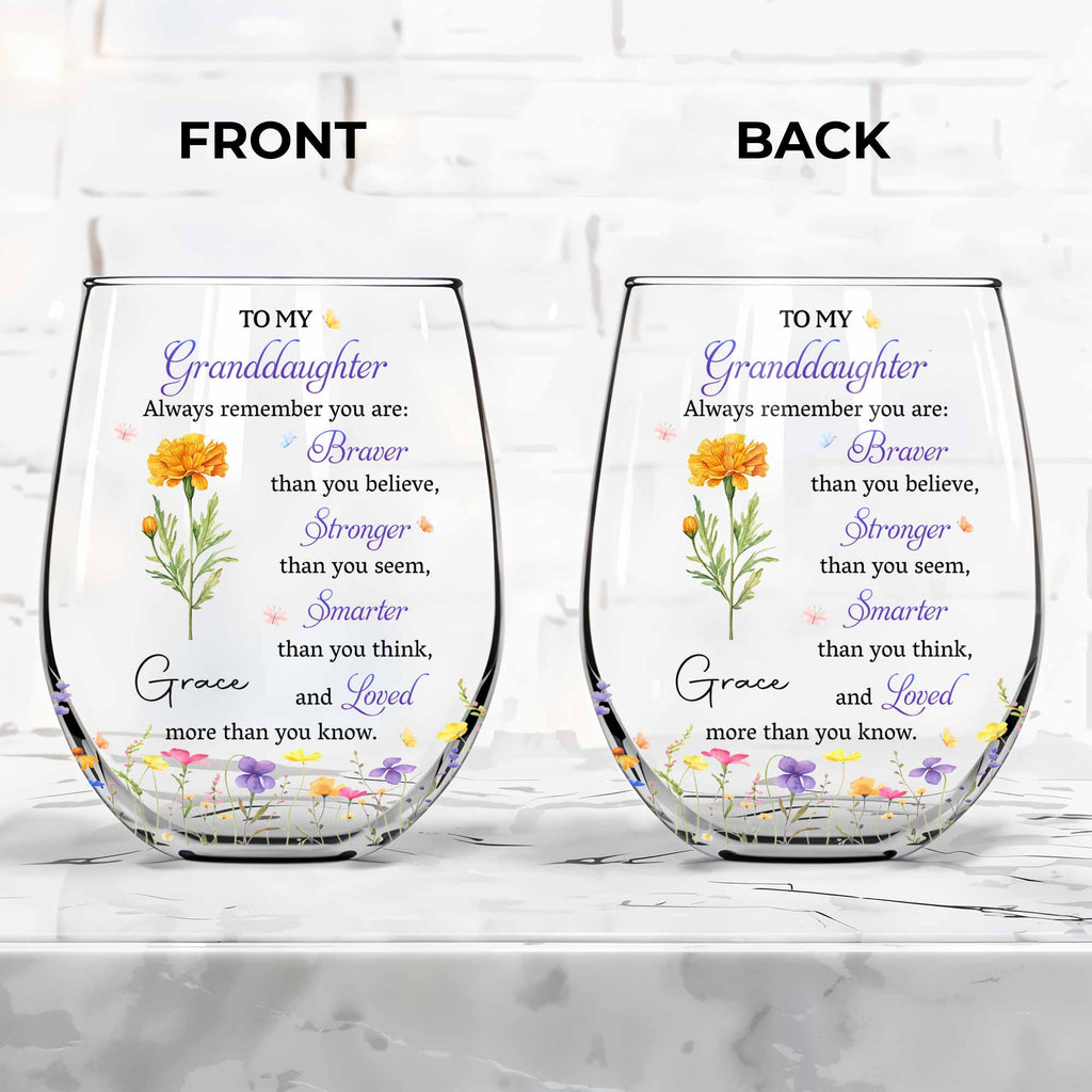 Personalized Stemless Wine Glass Gift for Granddaughter Wine Glasses GradoCreations