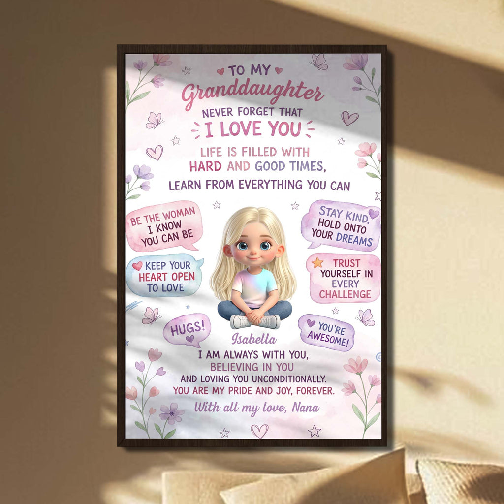 Personalized Vertical Poster for Granddaughter Custom Name Gift