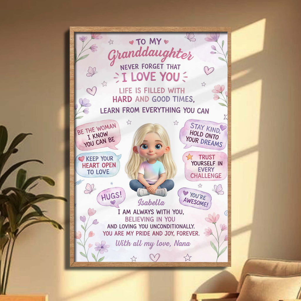 Personalized Vertical Poster for Granddaughter Custom Name Gift
