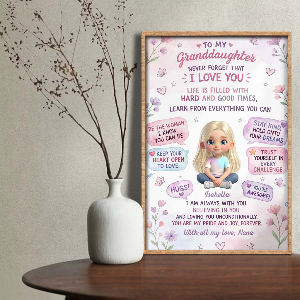 Personalized Vertical Poster for Granddaughter Custom Name Gift