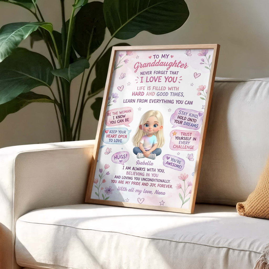 Personalized Vertical Poster for Granddaughter Custom Name Gift