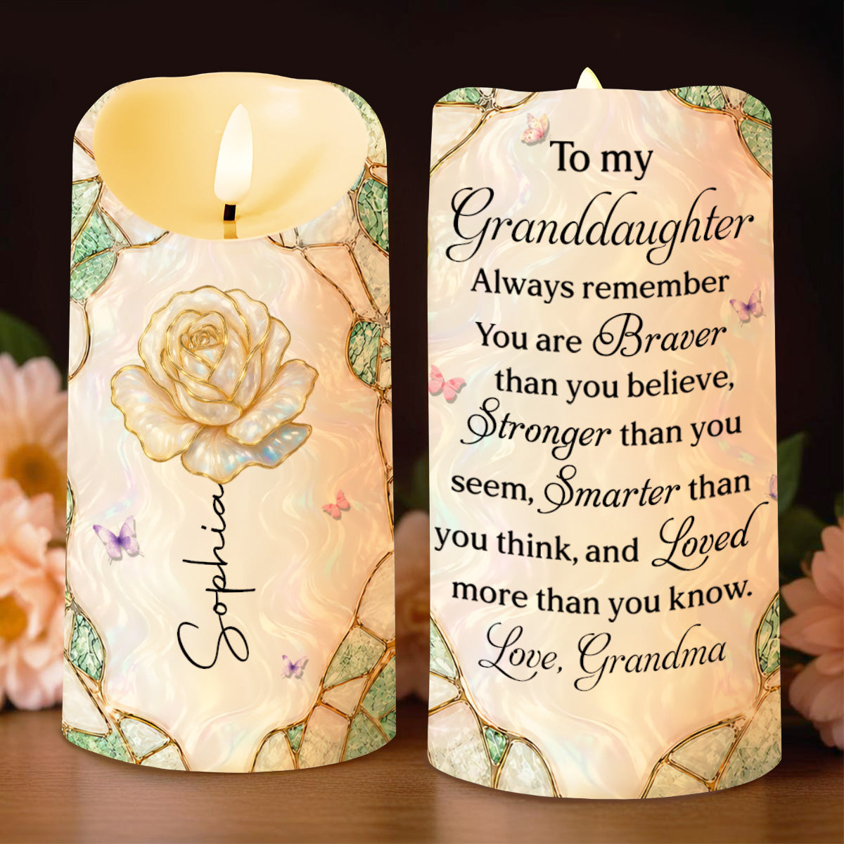 Personalized LED Candle Custom Name Gift for Granddaughter LED Candle GradoCreations