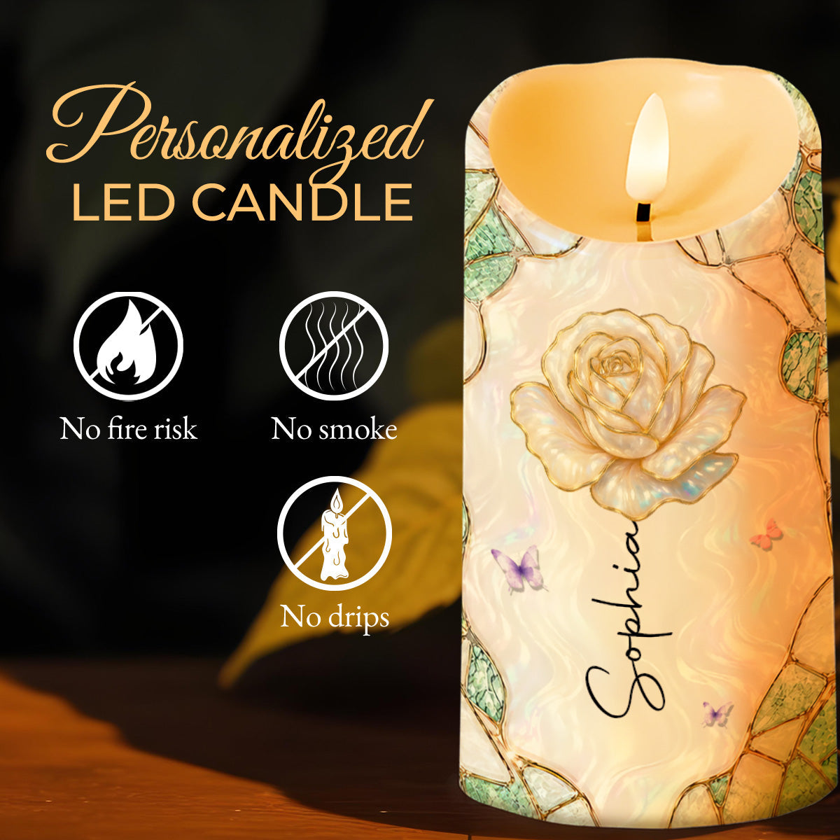 Personalized LED Candle Custom Name Gift for Granddaughter LED Candle GradoCreations