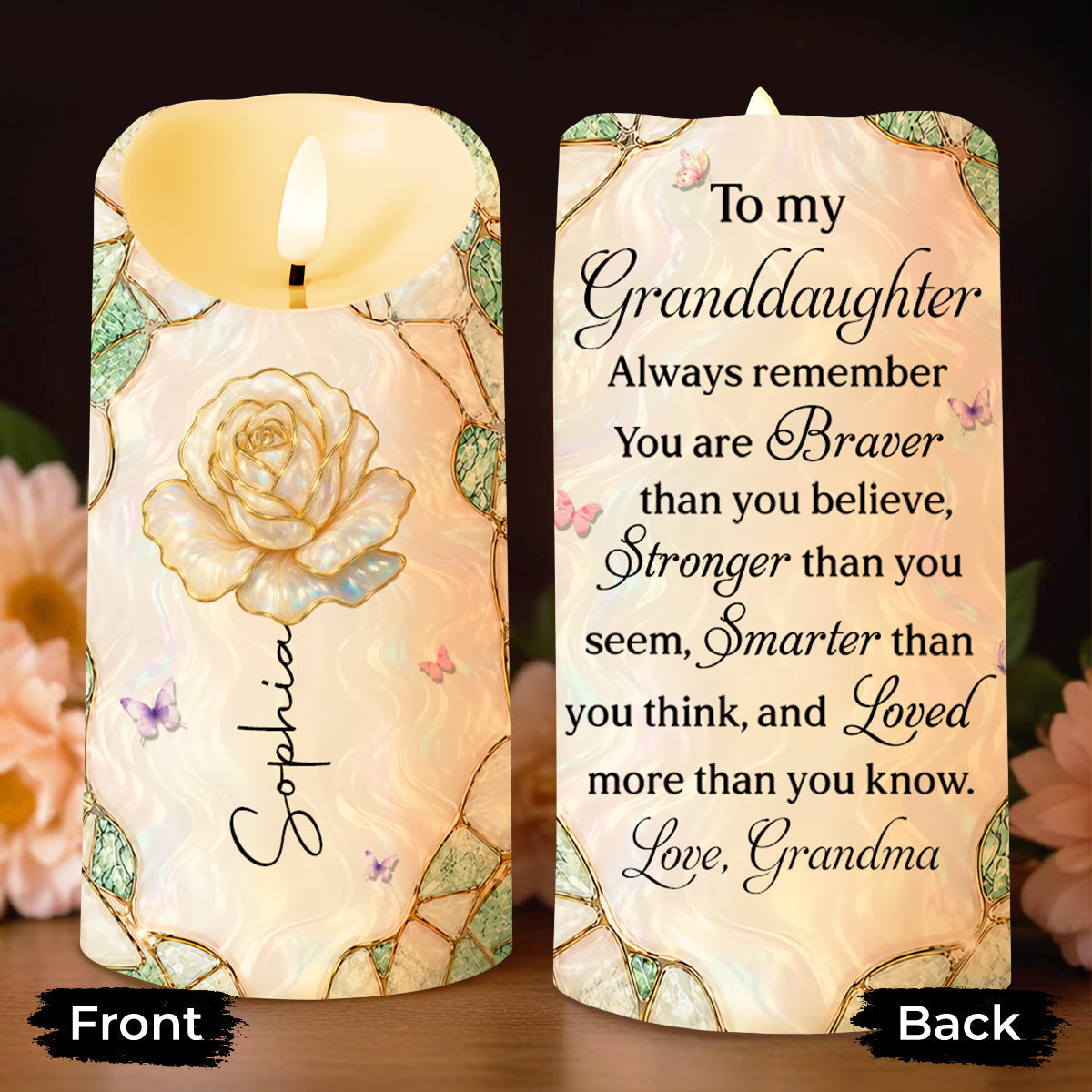Personalized LED Candle Custom Name Gift for Granddaughter LED Candle GradoCreations
