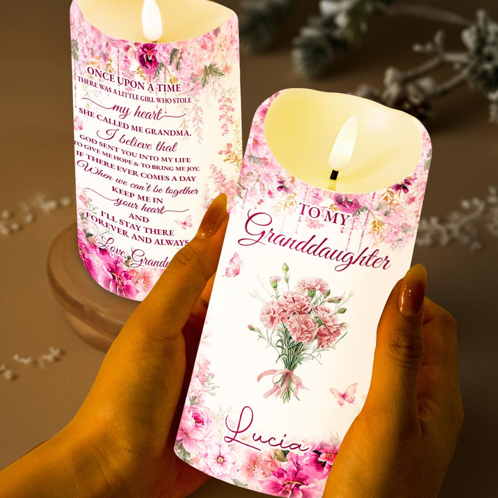 Personalized LED Candle Custom Birth Month Flowers Gift for Granddaughter