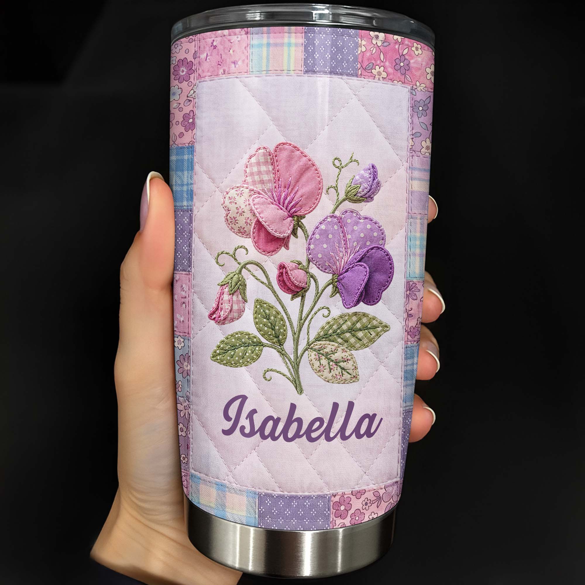 Personalized Stainless Steel Tumbler Custom Birth Month Flowers Gift for Granddaughter