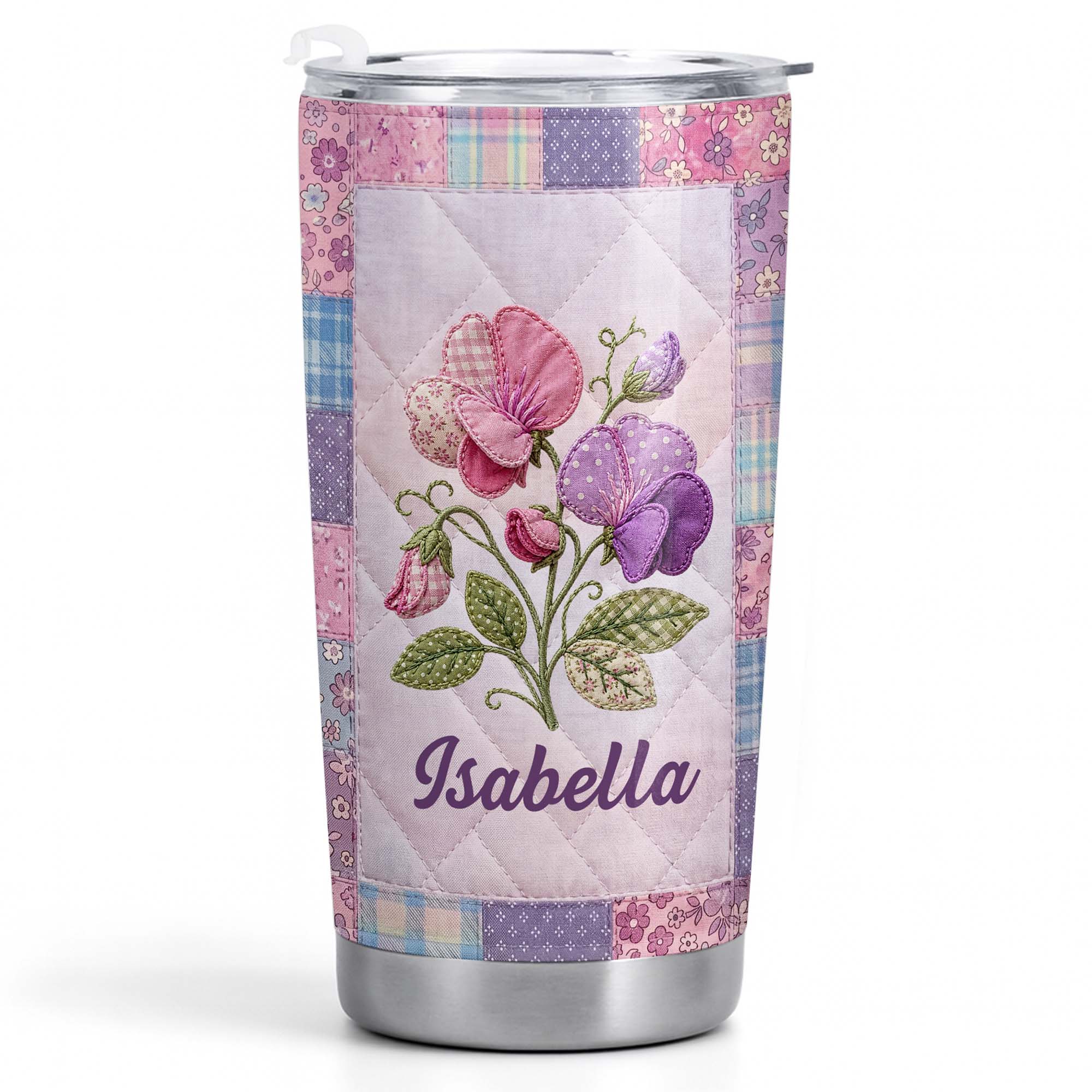 Personalized Stainless Steel Tumbler Custom Birth Month Flowers Gift for Granddaughter