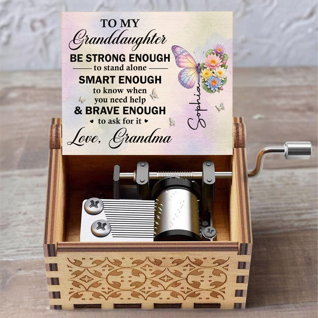 Personalized Wooden Music Box for Granddaughter Custom Gift