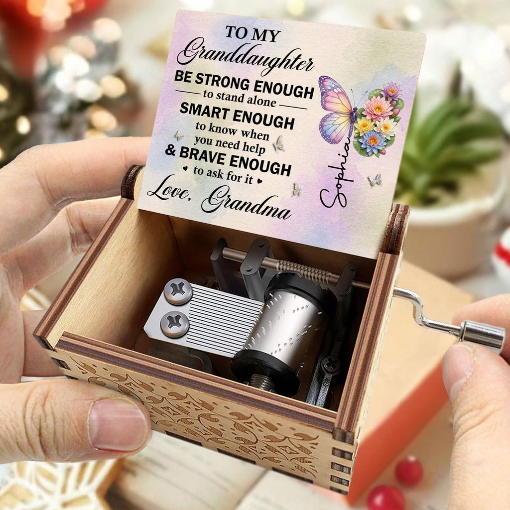Personalized Wooden Music Box for Granddaughter Custom Gift