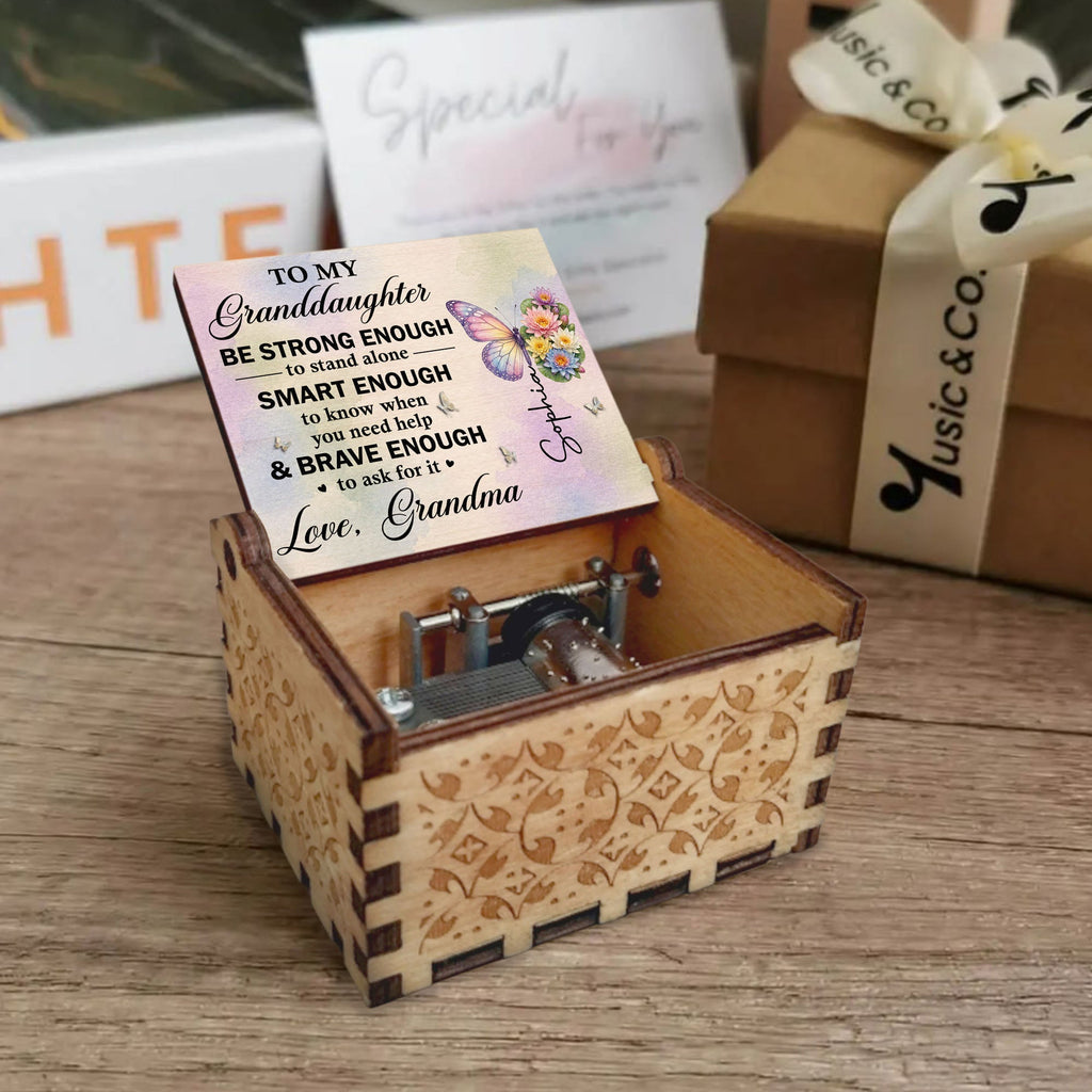 Personalized Wooden Music Box for Granddaughter Custom Gift