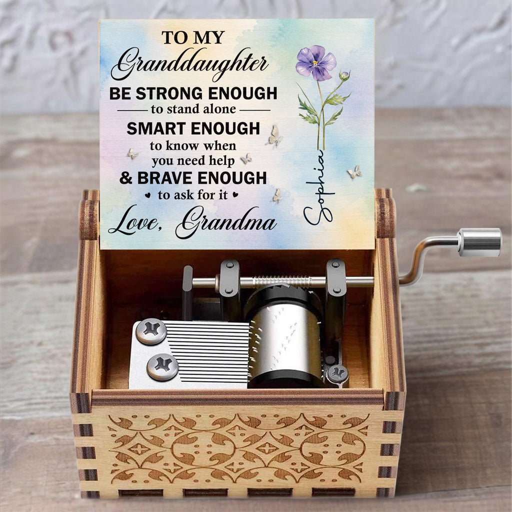Personalized Music Box for Granddaughter Purple Flower Butterfly Gift